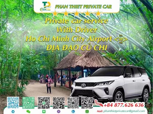 Car rental Ho Chi Minh City <=> Dia Dao Cu Chi (private car with driver)